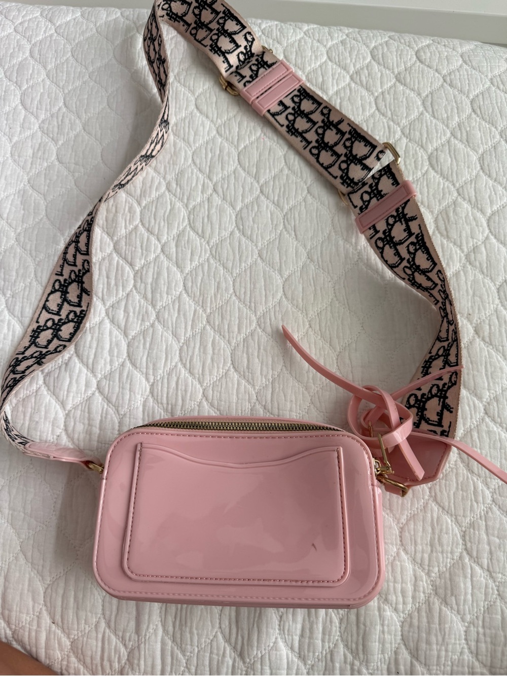 Pink Crossbody Camera Bag with Branded Strap - Picture 2 of 3